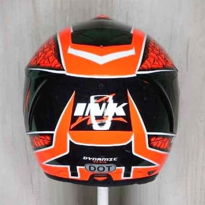 HELM INK DYNAMIC MOTIF #2 RED FLUO BLACK HELM HALF FACE