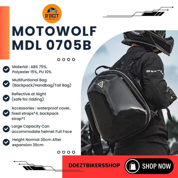 MOTOWOLF MDL 0705B TAIL BAG MOTOWOLF TAS HELM TAS BELAKANG SEAT BAG MOTOR WATERPROOF TOURING