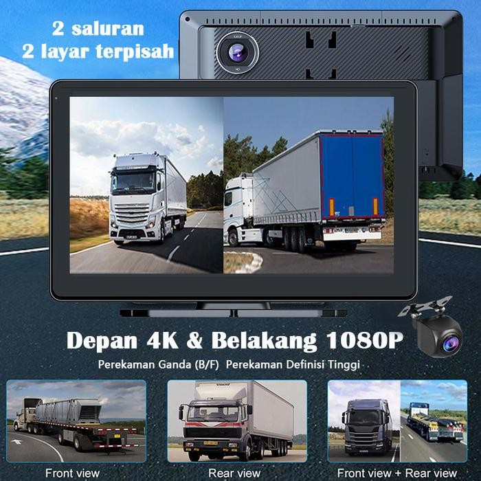 Acroder Dashcam Mobil 10 Inch Carplay Android Auto Dvr Layar Sentuh Dual Lens Loop Recording
