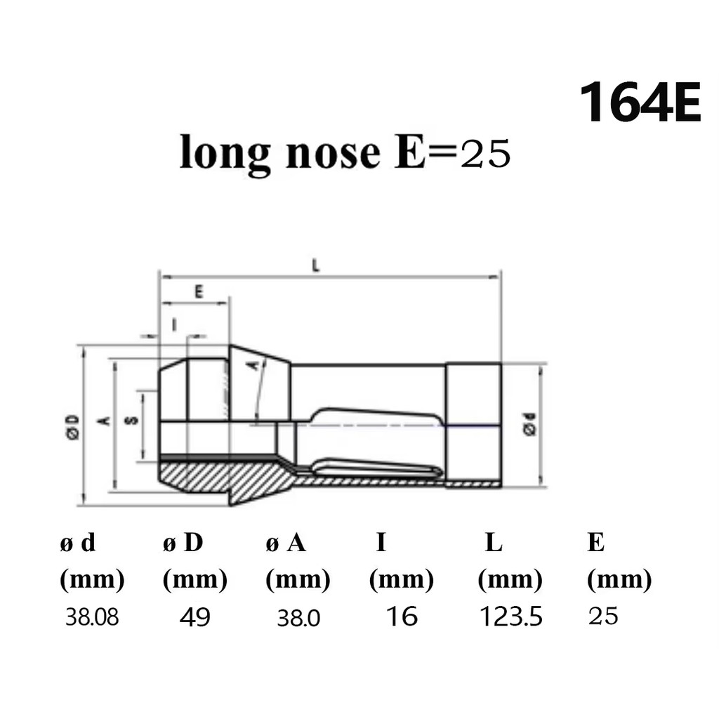 BEST SELLER E164-VOR-25 E164-VOR-30 Collet With Extended Nose CNC Automatic Lathe Extra Long  Length