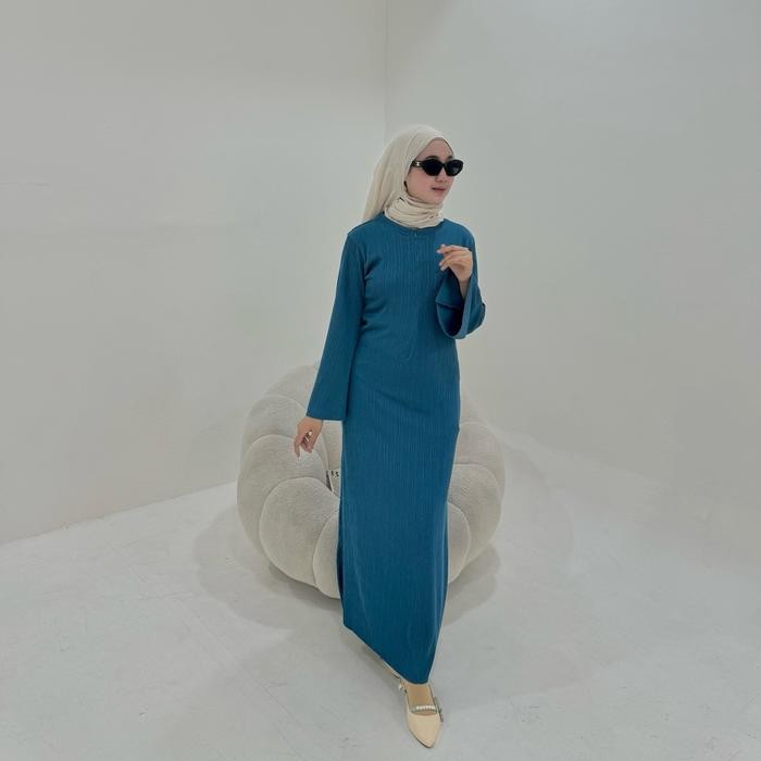 080j- Pure - Summer Dress Busui Lebaran Baju Wanita Basic Muslim Panjang Gamis Hitam Dewasa