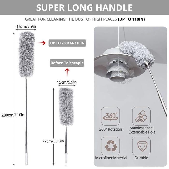 READY laristerus79 KEMOCENG TARIK kemoceng bulu microfiber gagang panjang kemoceng fleksibel magnet