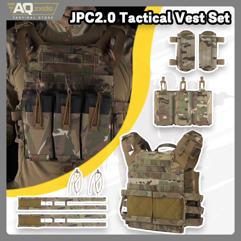 Tactical Jpc2.0 Vest Set With R-Type Jpc Vest Shoulder Pad Cover & Double-Row Waist Seal & Molle