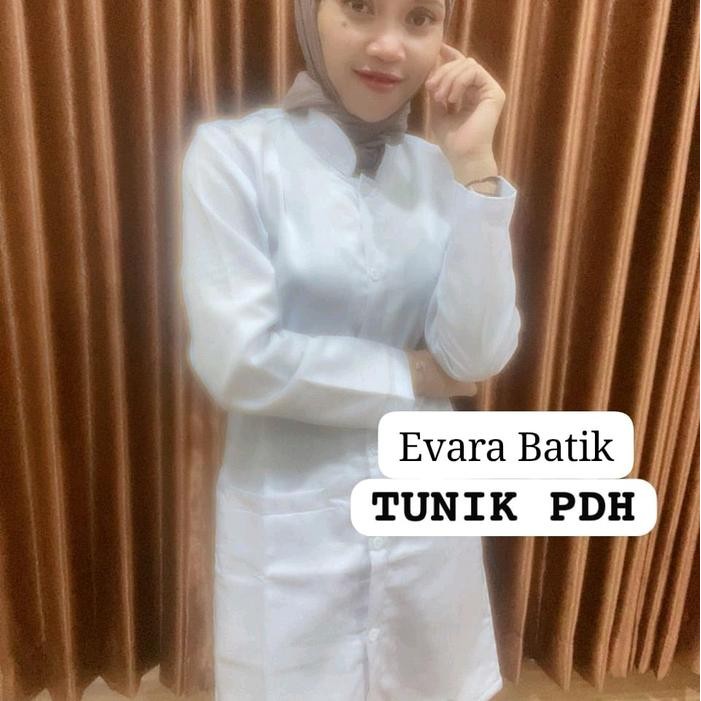 TERLARIS Evara batik PDH putih pria wanita tunik bahan Twist premium Seragam Kerja baju guru pakaian
