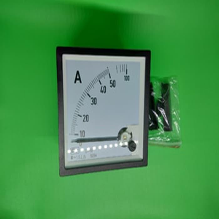 Ampere Meter Panel Listrik 50A 0-50A Analog Via CT Class 1.5 96x96