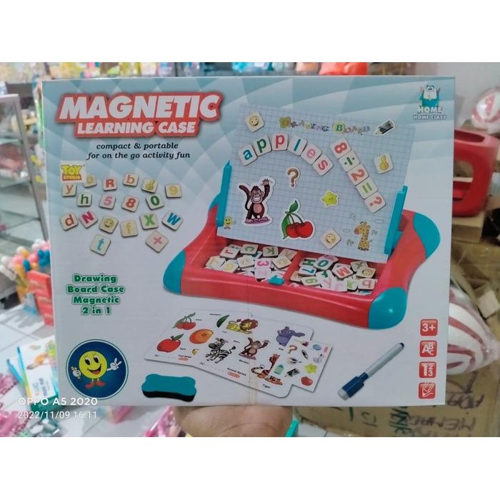 mainan papan tulis magnetic learning case anak
