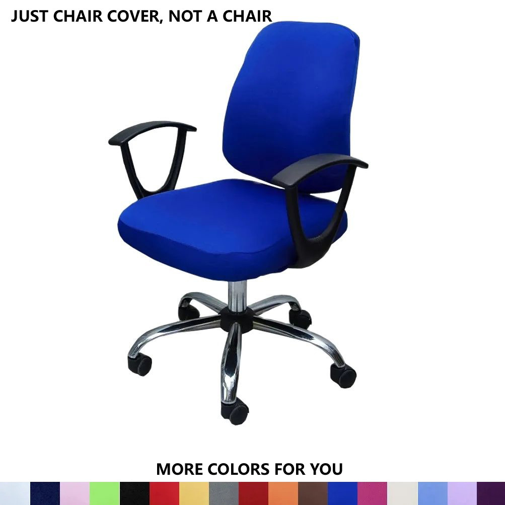 Office Chair Cover With Back Computer Game Seat Cover Solid Universal Spandex Anti-dust Elastic Armc
