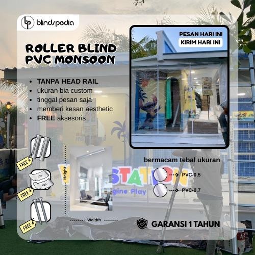 Roller Blind Pvc Transparan - Roller Blinds Tahan Air - Tirai Plastik Outdoor - Krey Gulung Pvc -