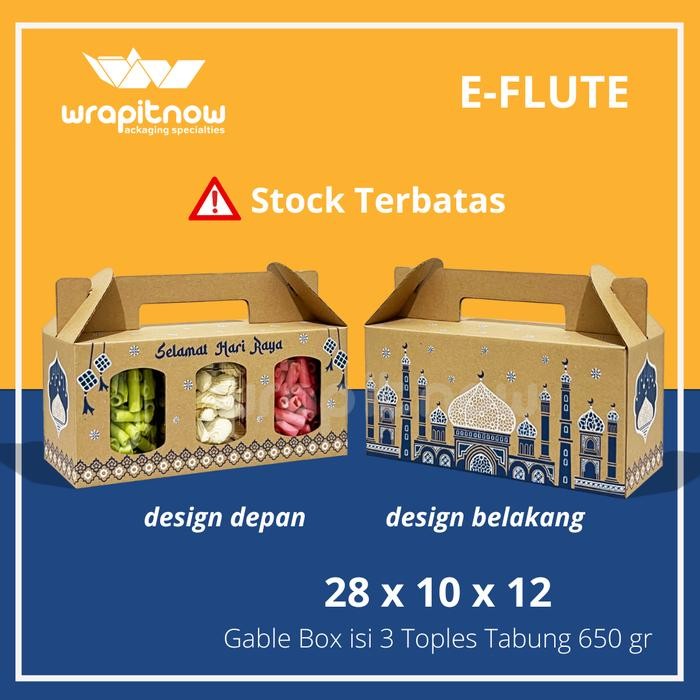 4psy- (20 Pcs) Gable Box 28X10X12 Dus Eflute Toples Tabung 650Gr Parcel Hampers Kue Kering