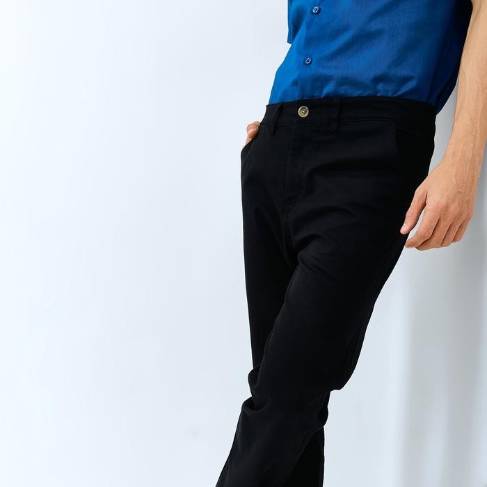 Celana Pria Chino Panjang Wd & Co. Black Slimfit Bahan Stretch