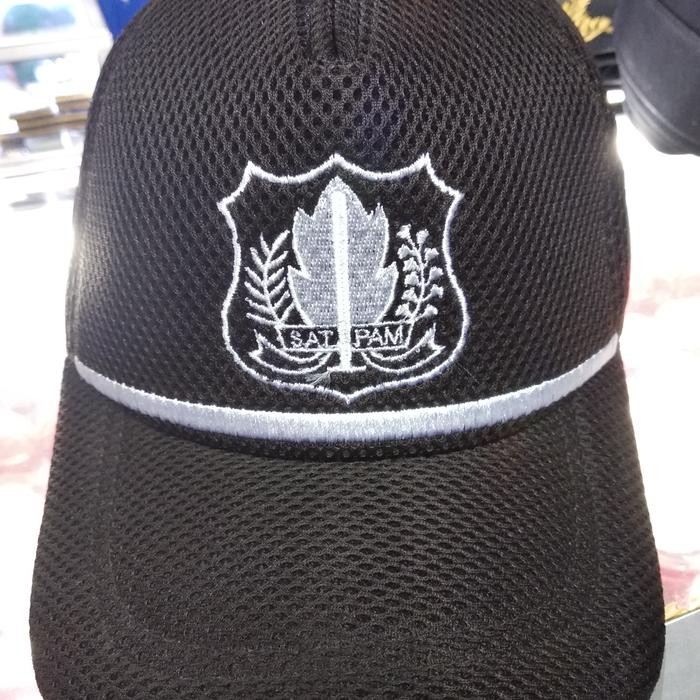 ORIGINAL Topi jaring satpam coklat lis READY STOCK