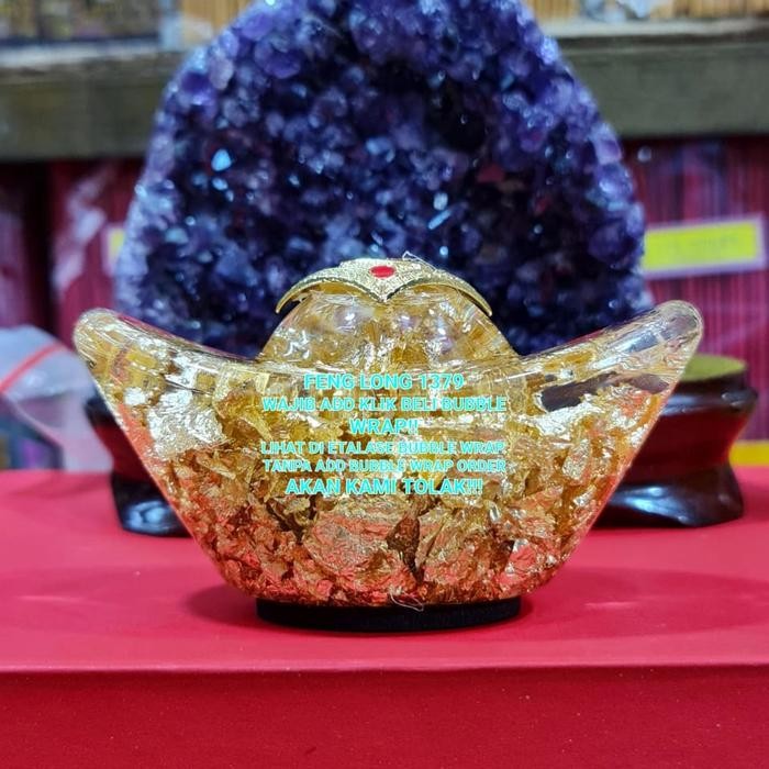 Hiasan Pajangan Kristal KANTONG YUAN BAO YEN PAO EMAS