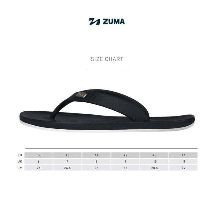 rwci- Zuma Men Onyx 12 Black, Sandal Jepit Pria Karet Polos, Hitam