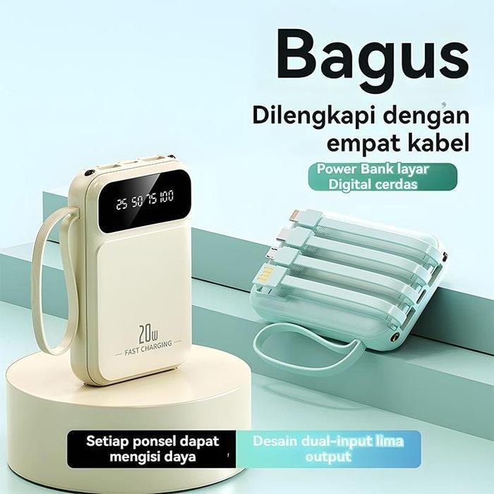 Terlaris Powerbank 20000Mah Mini With 4 Usb Fast Charging Led Senter Display