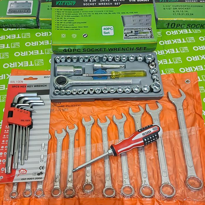 PROMO SPECIAL PAKET Kunci 1set lengkap / Kunci bengkel motor komplit / Kunci Shock 40 pcs/Pas Ring