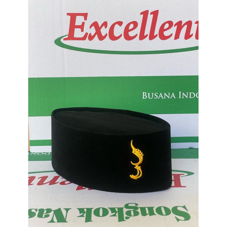 Peci Kujang - Peci Hitam Ukuran 1-10, Peci Kain Bludru, Songkok Nasional, Busana Indonesia, 100%