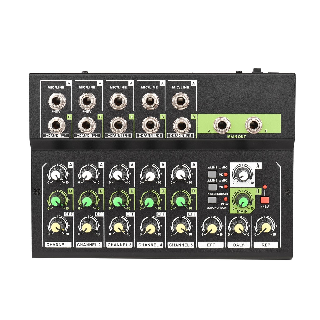 PROMO 10-Channel Mixing Console Digital Audio Mixer Stereo Mic/Line Mixer Reverb & 48V Phantom Power