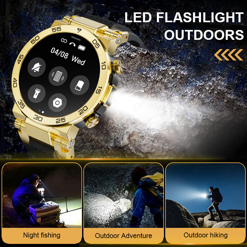 LIGE Fashion LED Flashlight Smart Watch For Men Custom Watch Face Bluetooth Call Bracelet Sport