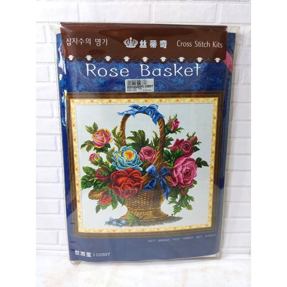 Paket Sulam Kristik DOME 110507 Rose Basket Bunga Mar