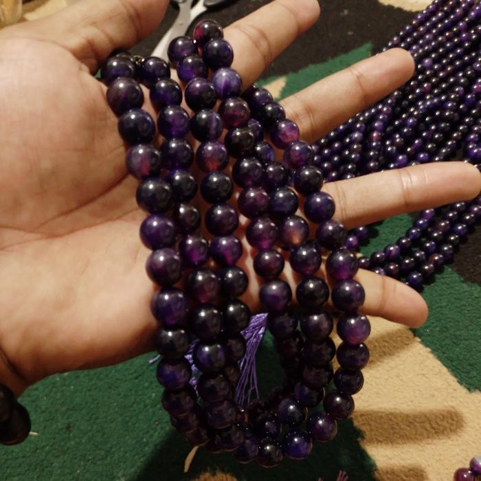 TERMURAH tasbih batu kecubung wulung asli dim 10mn isi 99 r READY STOCK