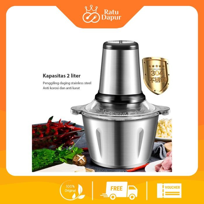 Idealife Elec - Blender Chopper Daging Stainless Multifungsi 2L Hy - Chopper Daging Multifungsi