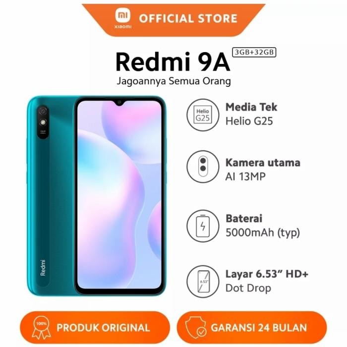 Xiaomi Redmi 9A Ram 3/32 GB Layar 6.53 Batre 5000 mAh Garansi Resmi