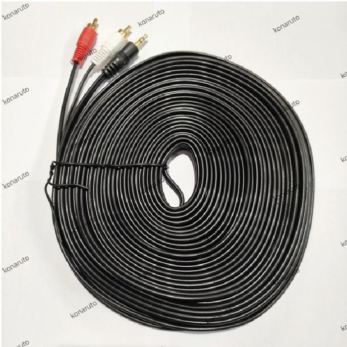 Kabel Aux To Rca 20M - Kabel Audio Jack Stereo 3.5 Male To 2 Jack Rca Male / Aux 3.5Mm To Rca Kabel