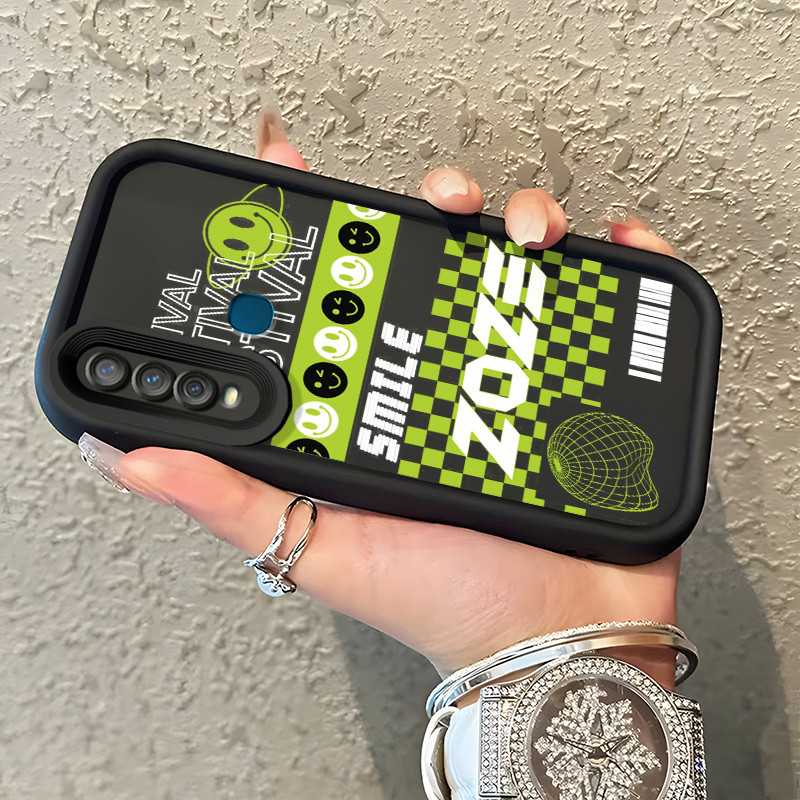 Casing Hp VIVO Y17 Y15 Y12 Y12i Y3 Y3s 2020 Case Casing tas wajah tersenyum pola HP Kasing Silikon S