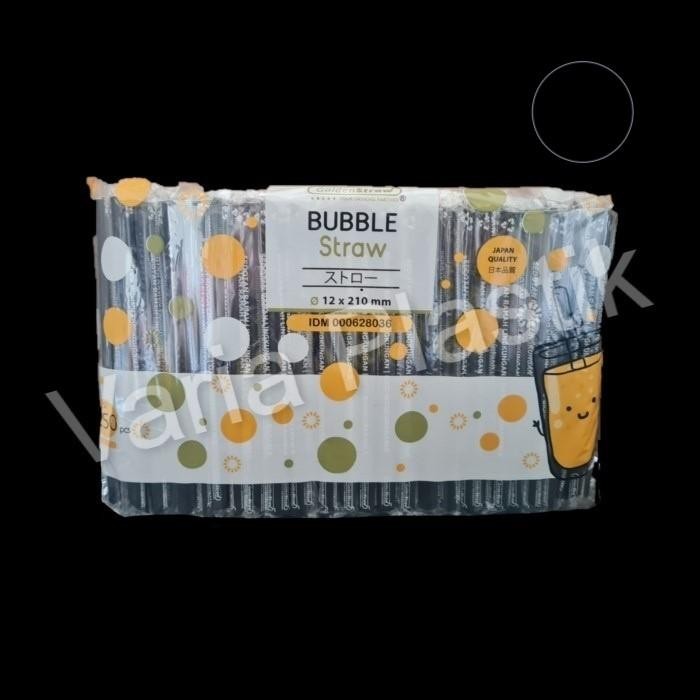 Sedotan Plastik 12mm 21cm Steril Lancip / Sedotan Bubble - hitam @250 oxo