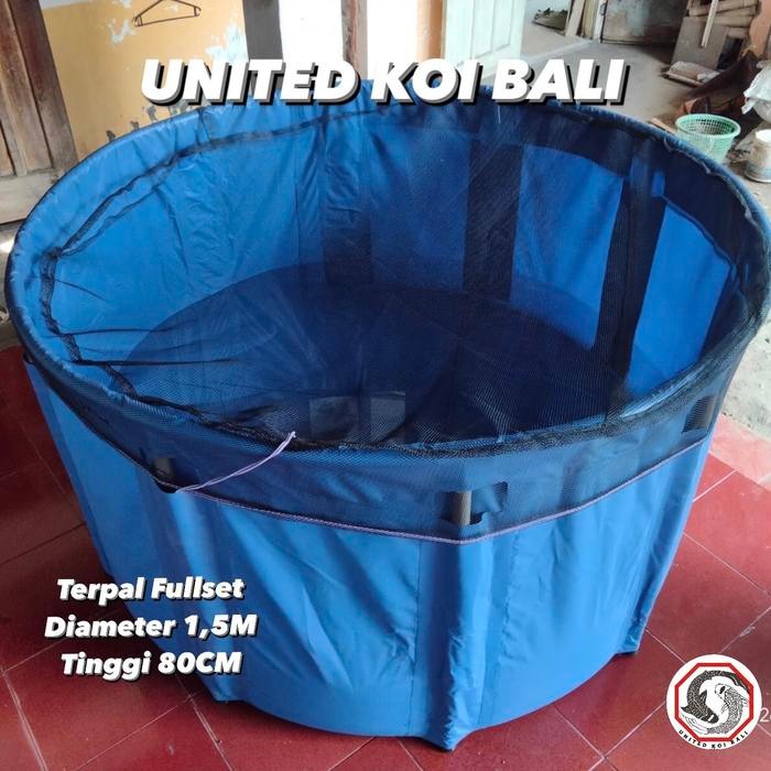 KOLAM TERPAL VET BULAT ORCHID FULLSET TERPAL IKAN KOI DIAMETER 1,5 M