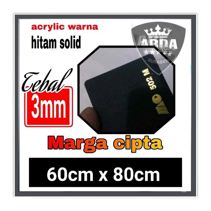 Akrilik 3mm hitam solid ukuran 60cm x 80cm akrilik lembaran Paper Stationery