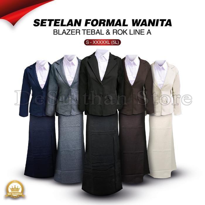 SIAPKIRIM One Set Setelan Blazer dan Rok Span Line-A Wanita, Stelan Jas Kerja Kantor Cewe Polos