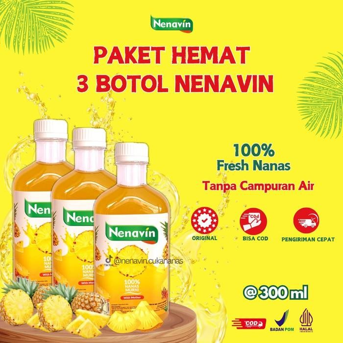 

ASLI Nenavin Cuka Nanas With Mother 100% dari Buah Nanas Asli Lebih Hemat 3 Botol READY STOCK