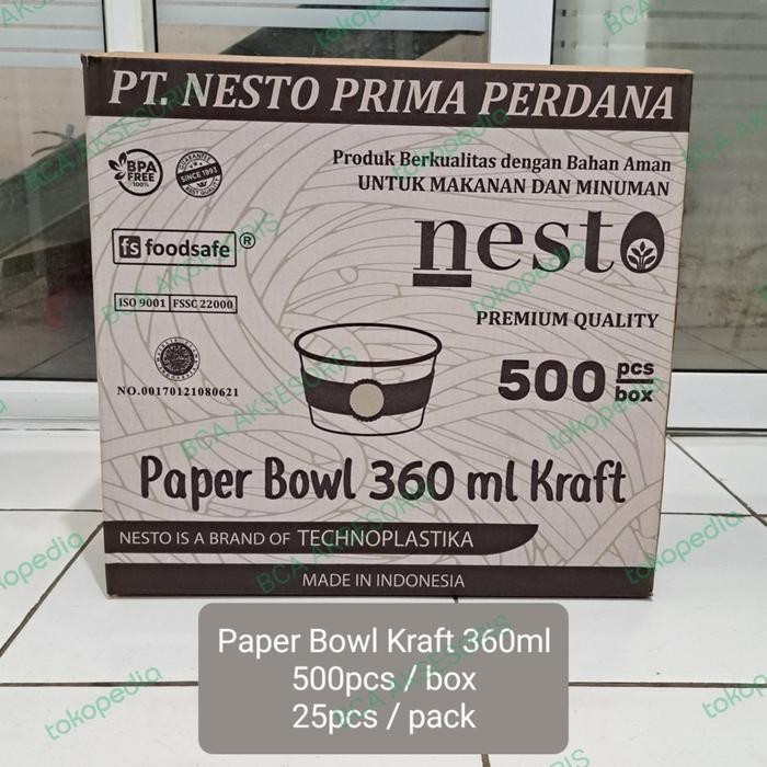 

Paper Bowl Kraft 360ml - Mangkok Kertas Coklat - 500pcs / Kardus