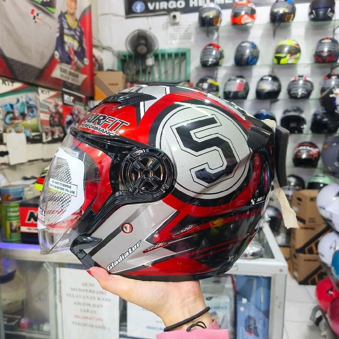 Helm Nhk Gladiator Motif Kanji Black Pink Untuk Motor - Motorcycle