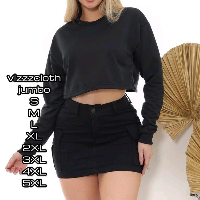 TERLARIS SWEATER CROP BIG SIZE OVERSIZE/JAKET WANITA JUMBO READY STOCK