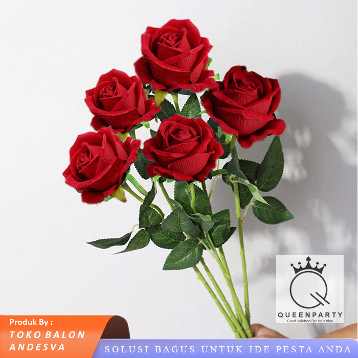 Bunga Mawar Merah / Bunga Plastik Tanaman hias Artificial mawar Merah