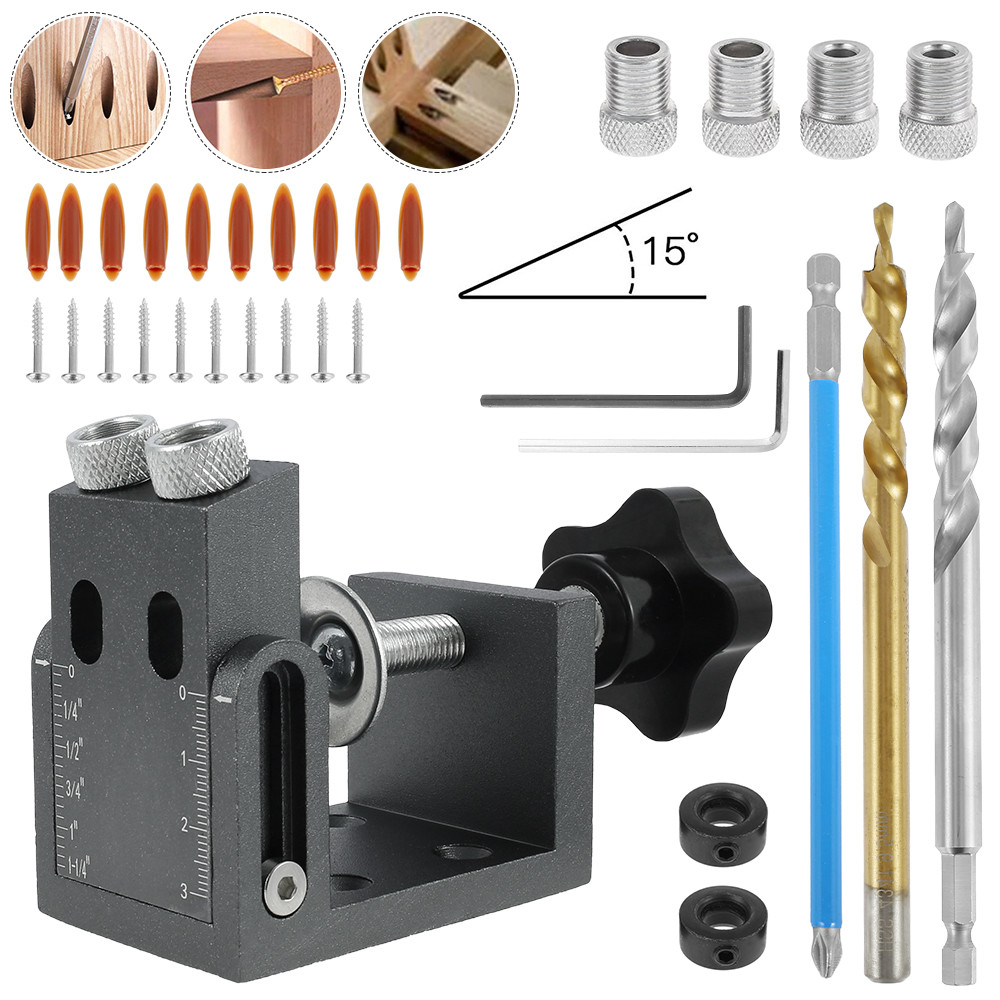 Pocket Hole Screw Jig Kit Angle Wood Hole Locator Woodworking Tool