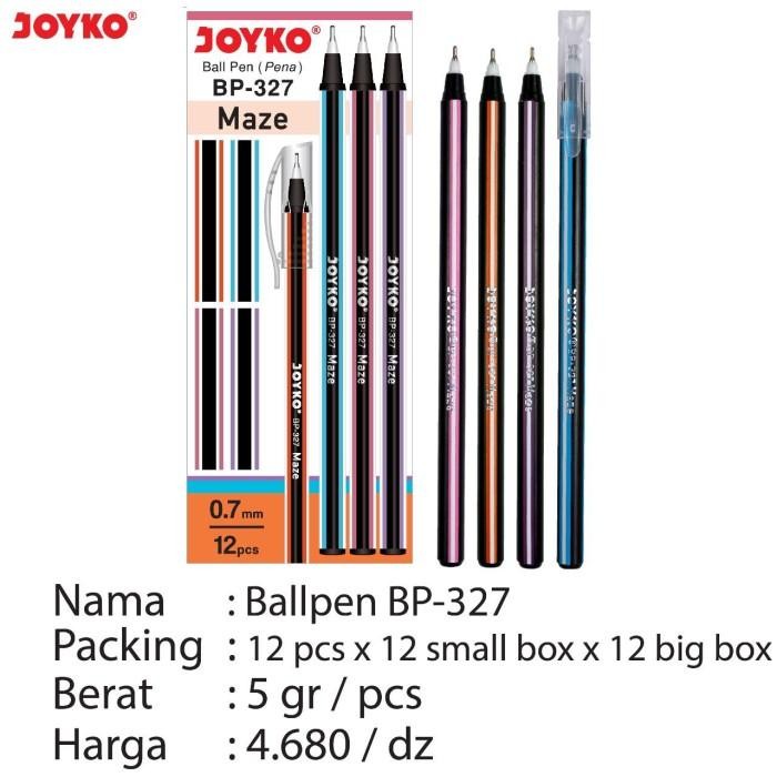 

New Ball Pen Pulpen Pena Joyko BP-327 Maze Black 0.7 mm 1 Box 12 Pcs