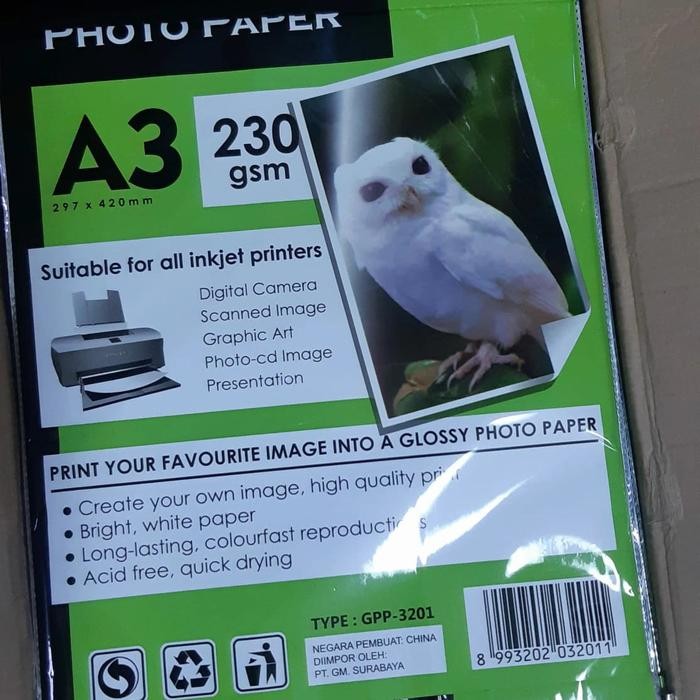 

Glossy Photo Paper / Kertas Foto Glossy V-Tec 230 gr A3 (GPP-3201)
