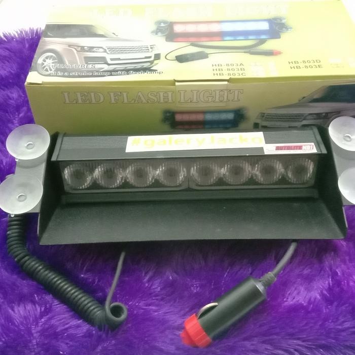 LED FLASH LIGHT LED STROBO MOBIL 7 MODE 2 WARNA MERAH BIRU