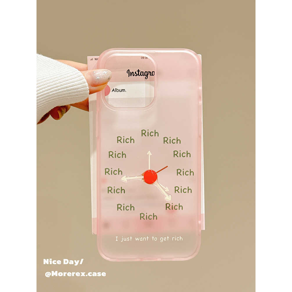 Pink Bahasa Inggris Jam Kreativitas Casing Oppo Reno 14F 14 Pro 5G A5X A5I A3X A52 A72 A16 A33 8T 10