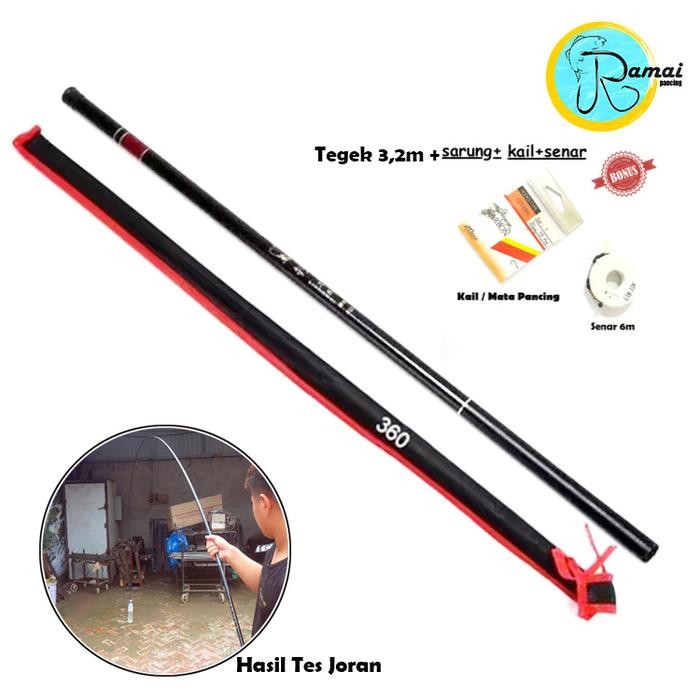 Sougayilang Fishing - 1 Set Joran Tegek Komplit Pancing Kail Senar Terjangkau Hitam 360