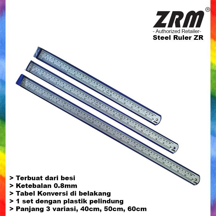 

ZRM Penggaris Besi / Steel Ruler 40cm 50cm 60cm