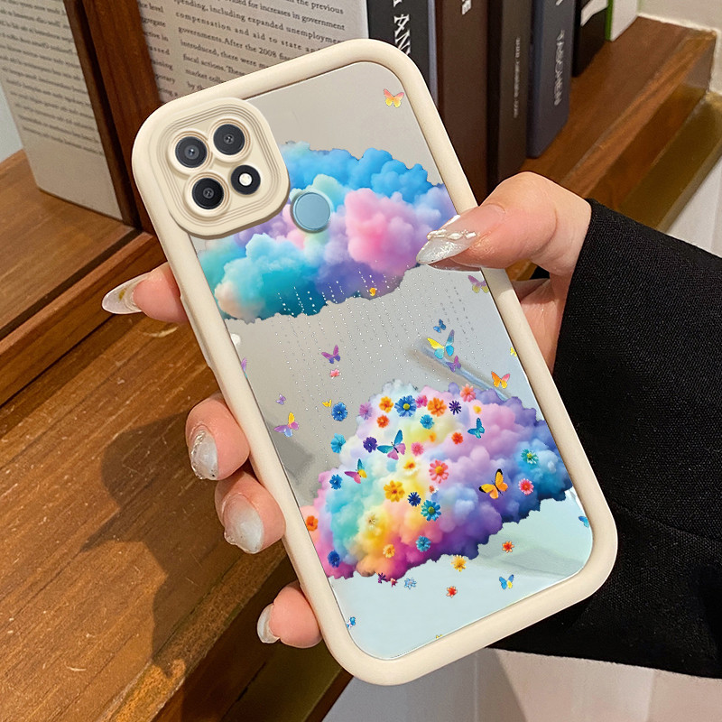 Casing Hp OPPO A15 A15s A35 Case Casing Awan Pelangi HP pola Kesing Kasing cermin Cesing Silikon Sof