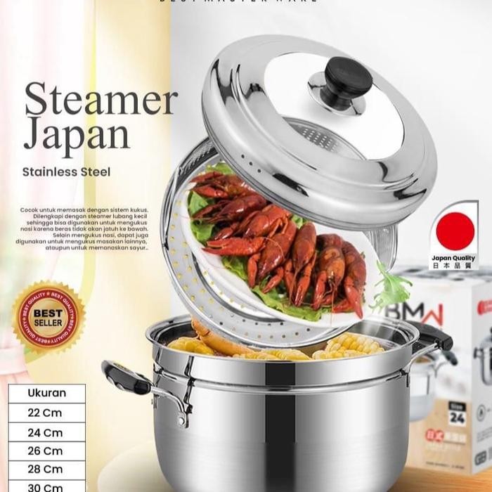 Panci kukus dandang panci steamer japan langseng kukusan stainless steel TEBAL