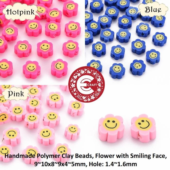 @@@@] MANIK-MANIK POLYMER CLAY SMILE FLOWER BUNGA SENYUM ISI 10 PCS