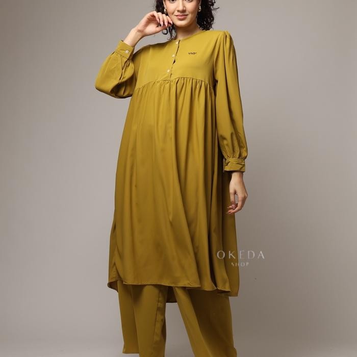 Okedashop - ZHEA SETCEL - Setelan Tunik Celana Kulot Wanita Elegan 2025