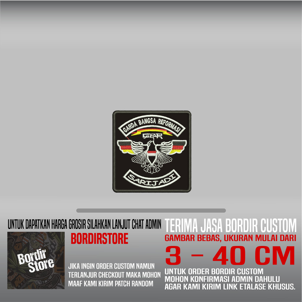 GBR GARDA BANGSA REFORMASI SARIJADI BS-326 PATCH BORDIR LOGO/EMBLEM