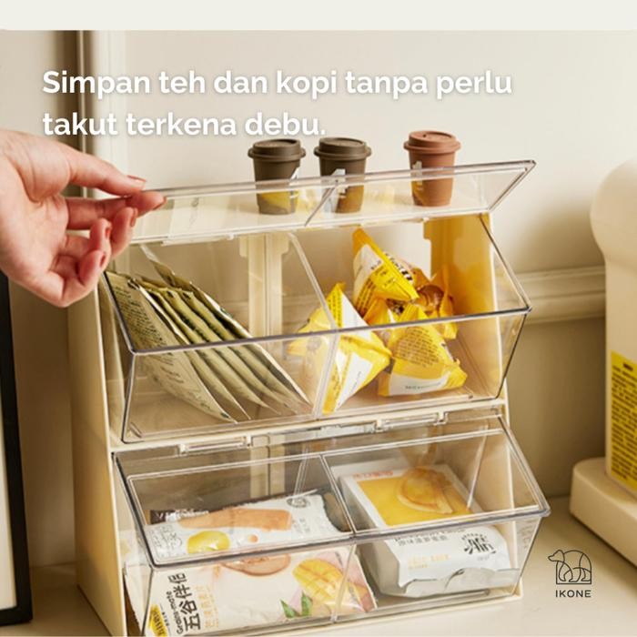 IKONELACI Organizer Box Snack Rak Kotak Lipat Minimalis Rak Meja Rak Makanan Serbaguna